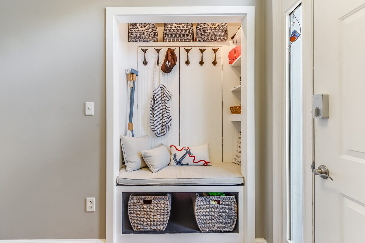 carved out storage space in entryway