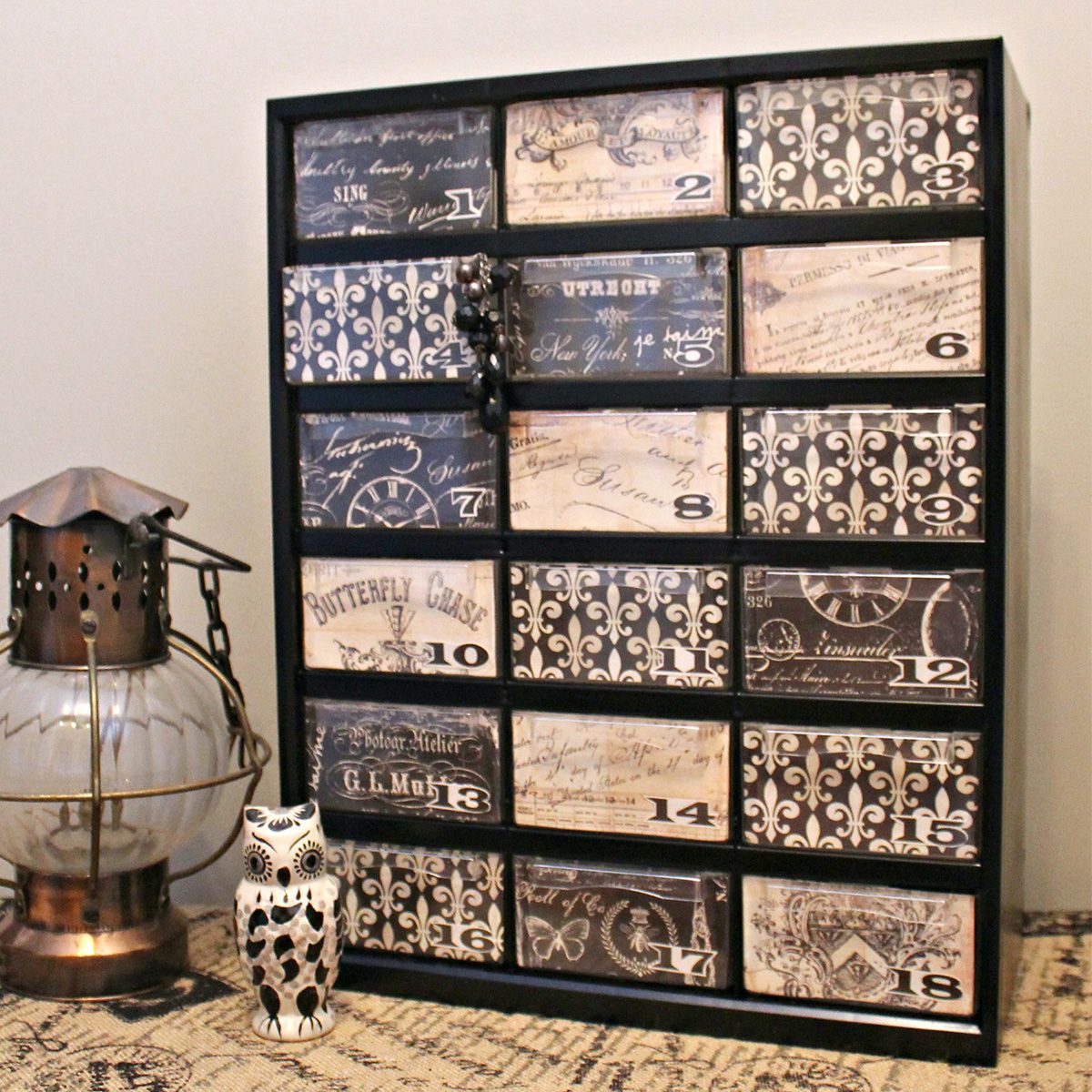 Repurposed Hardware Cabinet Via Girlinthegarage.net
