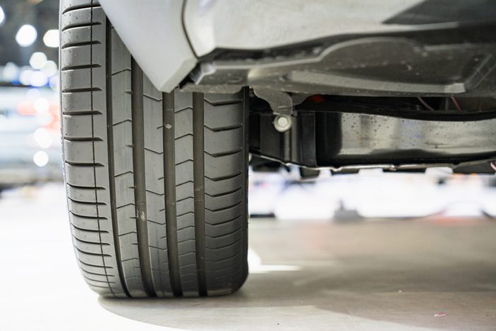 Car wheel with a rubber tire pattern