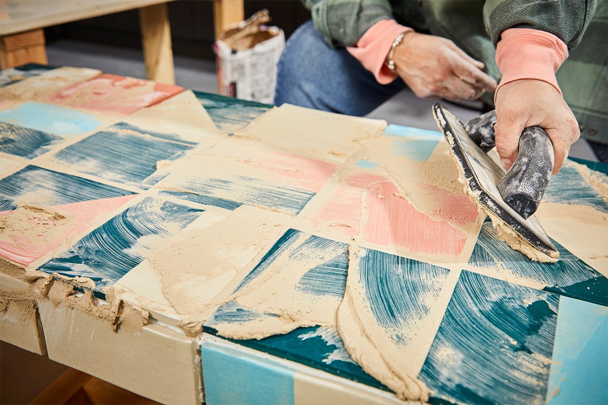 How To Build A Tile Coffee Table With Wood Legs Fhm25 How To Make Ceramic Tile Table Grout Tile Top Md P2 12 04 63b