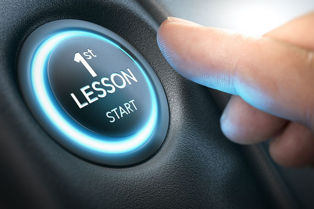 Driving School Concept, First Lesson for a Complete Beginner