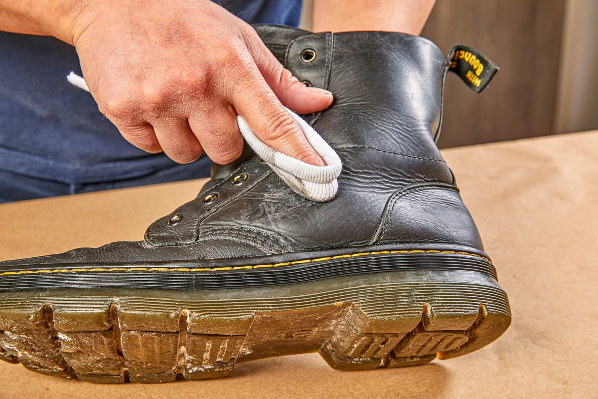 polishing boots