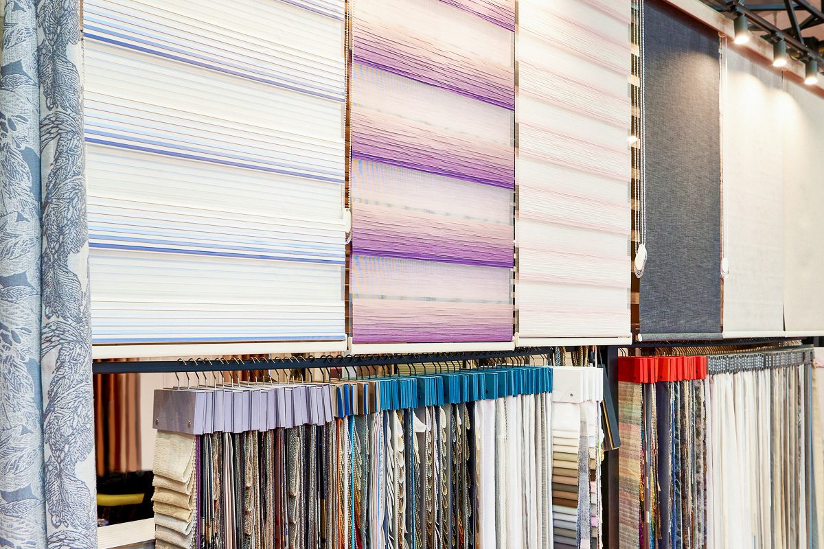 window shade options in a store